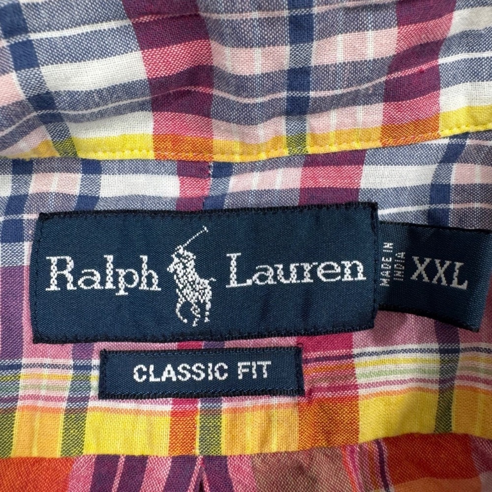 Ralph Lauren Button Down Shirt Men XXL Multicolor Plaid Classic Fit Short Sleeve - Picture 4 of 10